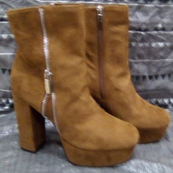 Nine West Tan Suede Platform Bootie Size 7 - Picture 7 of 7